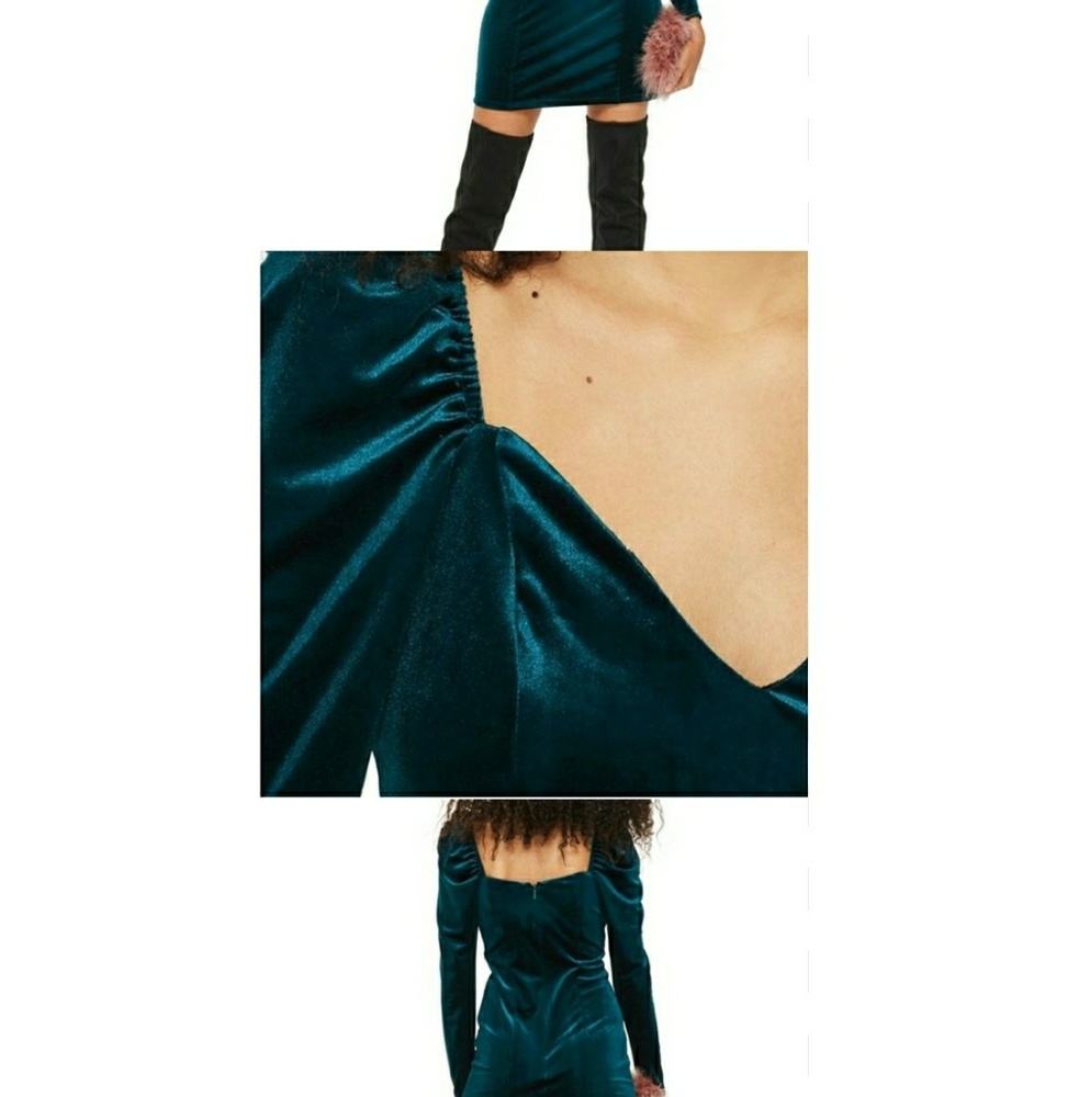 TOPSHOP SWEETHEART NECK VELVET BODYCON DRESS - Picture 3 of 8
